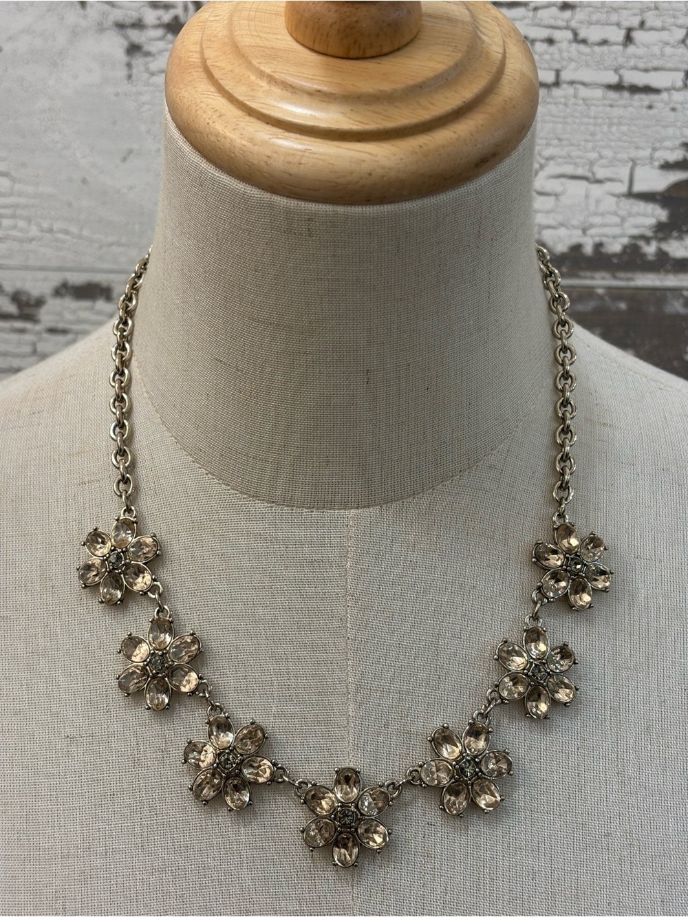 LOFT Gold-Tone Floral Crystal Champagne Necklace